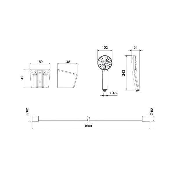 Душевой гарнитур Aquatek 100 3 jet шлифованный черный хром (AQ2032BGM) Душевой гарнитур Aquatek 100 3 jet шлифованный черный хром (AQ2032BGM)