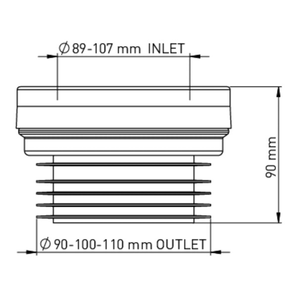 Отвод для унитаза прямой 90 мм Nova (белый) (7150)
