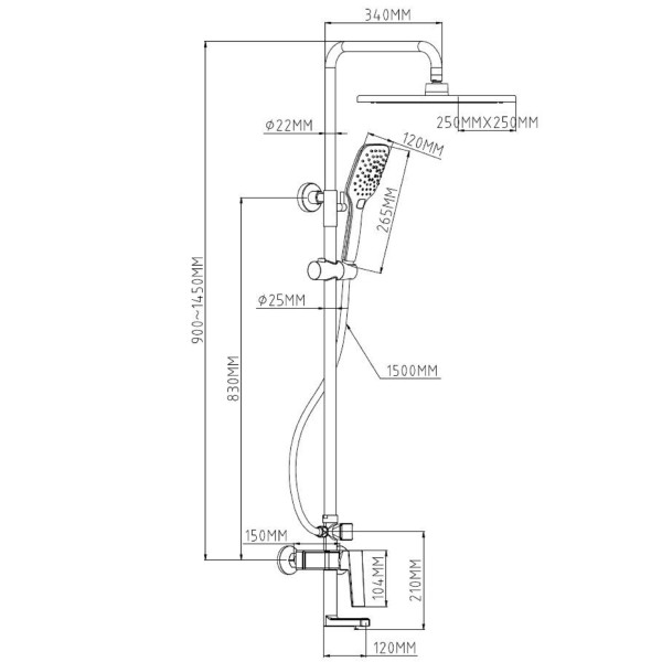 Душевая система Esko SAMARA хром (ST250SMR)