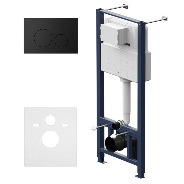 Комплект инсталляция с унитазом AM.PM с клавишей Pro L чёрн матовый c унитазом Spirit V2.0 FlashClean черный матовый с сиденьем soft-close (IS49038.70