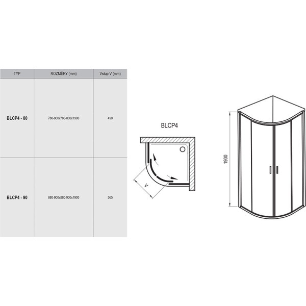 Душевой уголок Ravak Blix 90x90x190 стекло рифленое, профиль белый (3B27010ZG) Душевой уголок Ravak Blix 90x90x190 стекло рифленое, профиль белый (3B27010ZG)