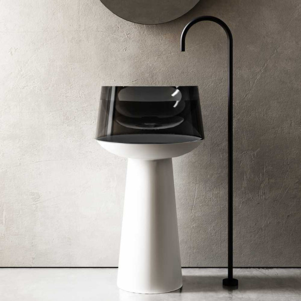 Раковина напольная Abber Kristall белая/черная (AT2706White-Onyx) Раковина напольная Abber Kristall белая/черная (AT2706White-Onyx)