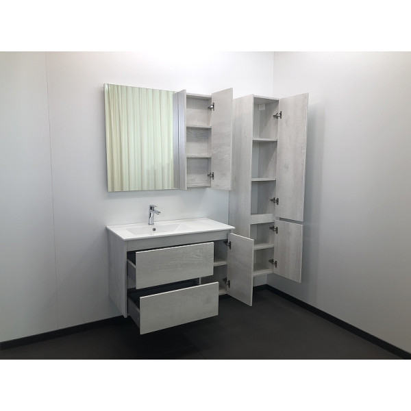 Пенал подвесной Comforty Бремен 350x350x1600 дуб белый (00004142376)