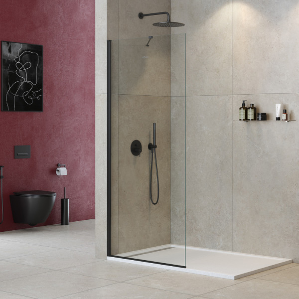 Душевая перегородка Cezares Liberta 70x195 стекло прозрачное, профиль черный (LIBERTA-L-1-TB-70-C-NERO)