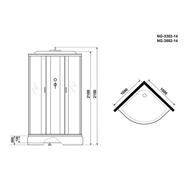 Душевая кабина Classic 100x100 стекло тонированное, профиль хром матовый (NG-3502-14)