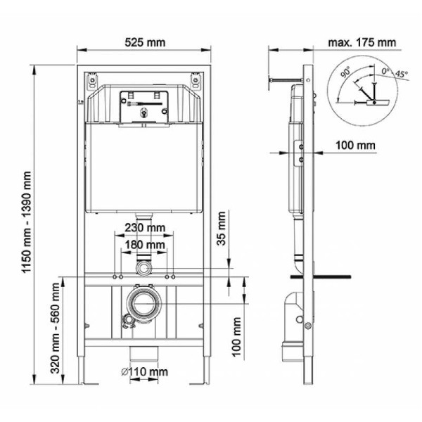 Инсталляция для подвесного унитаза Berges NOVUM R1 с клавишей (040221) белая