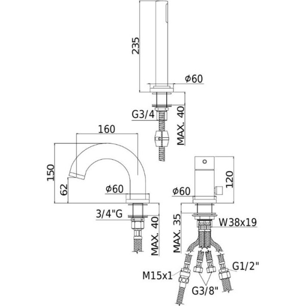 Смеситель на борт ванны Paffoni Light хром (LIG040LCR)