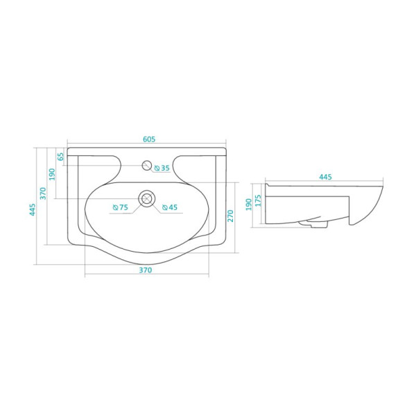 Раковина подвесная Santek Селигер-60 445х605х190 (1WH110268)