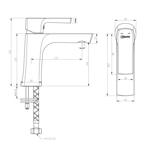 Смеситель для раковины Lemark Ursus монолитный черный (LM7206BL)