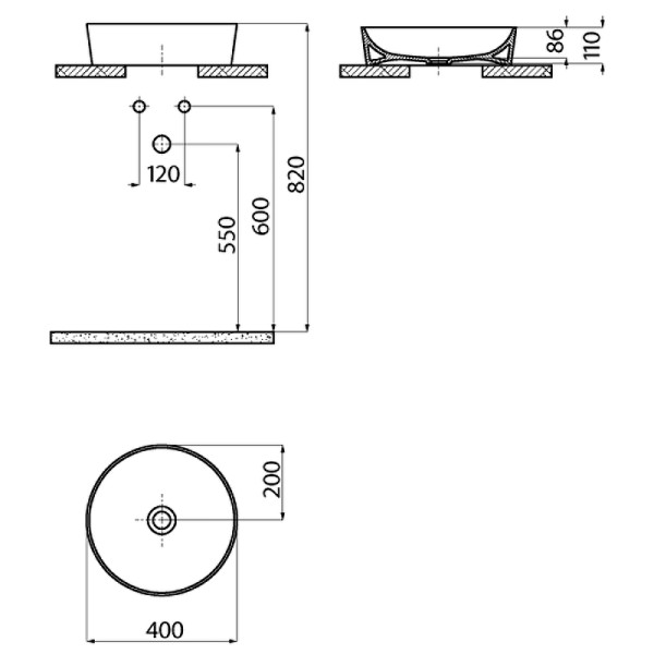 Раковина мебельная Creavit Ultra 40x40 белая (UL140-00CB00E-0000)