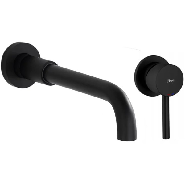 Смеситель для раковины скрытого монтажа REA Lungo Long Black + box (REA-B0371)