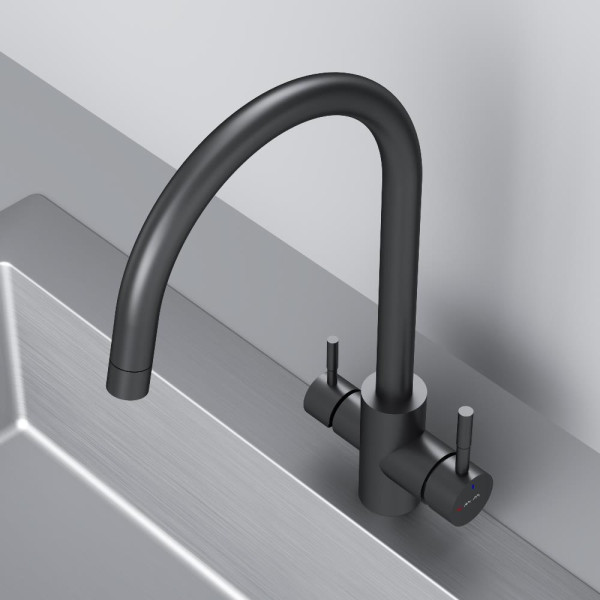 Смеситель для кухни AM.PM X-Joy S с С-изливом с каналом для питьевой воды черный (F85B07722)
