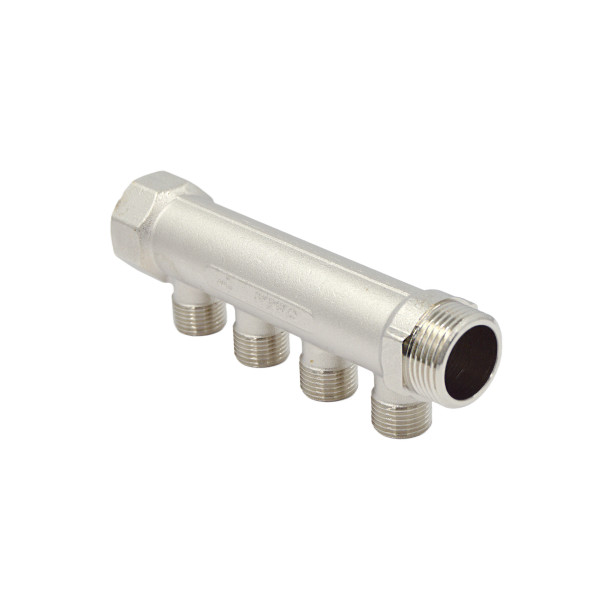 Коллектор 4 отвода 1"х1/2"Н Okseler (никель) (oks00374)