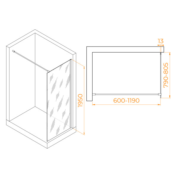 Душевое ограждение RGW Walk In 80x195 стекло тонированное, профиль хром (351001008-31) Душевое ограждение RGW Walk In 80x195 стекло тонированное, профиль хром (351001008-31)