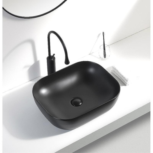 Раковина накладная Aquanet LAKE-1-MB 50х39,5х14,5 черная матовая (245829)