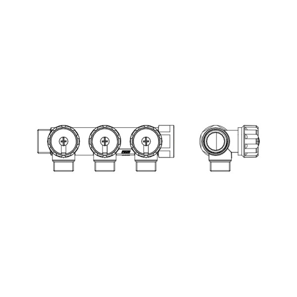 Коллектор 3 отвода регулируемый 1"x1/2"EU MULTIFAR с вставкой под плоское уплотнение, хром (FK 3822 112UN)