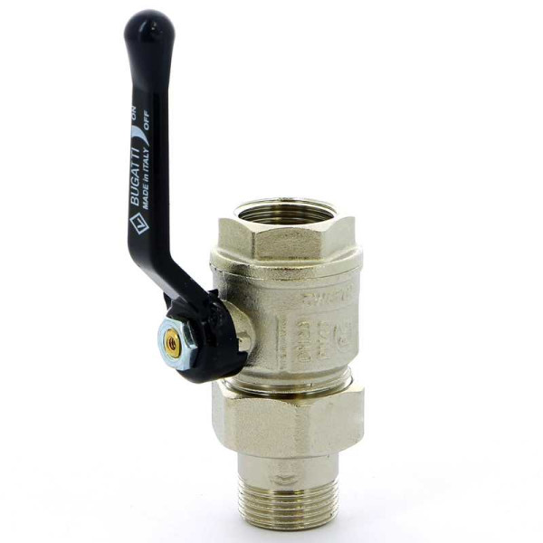 Кран Bugatti 3/4" шаровый со сгоном New Jersey 920 (черная ручка) (09200004)