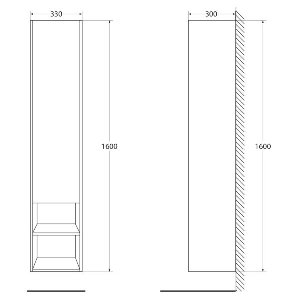 Пенал подвесной BelBagno Kraft 330x300x1600 Rovere Tabacco/матовый (KRAFT-1600-1A-SC-RT-L)