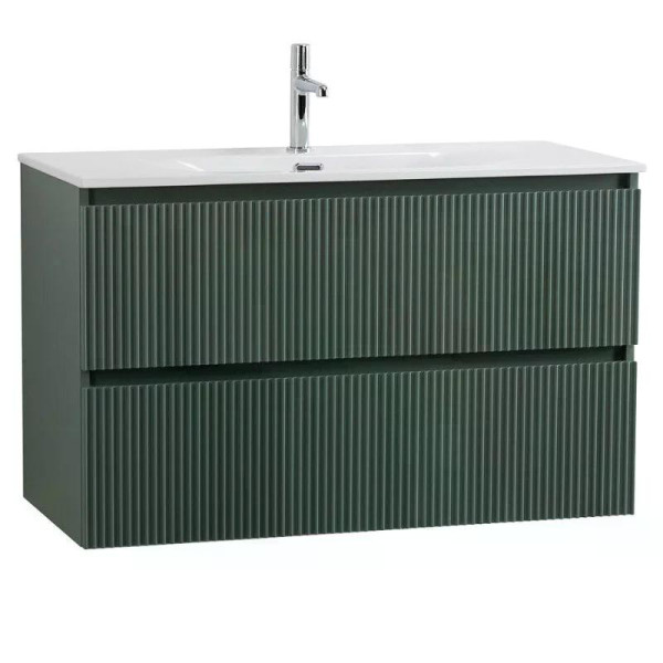 Тумба подвесная Cezares Uno 1200x455x608 с фрезерованными ручками по всей длине фасада с двумя выкатными ящиками еловый матовый (UNO-1200-2C-SO-VO)