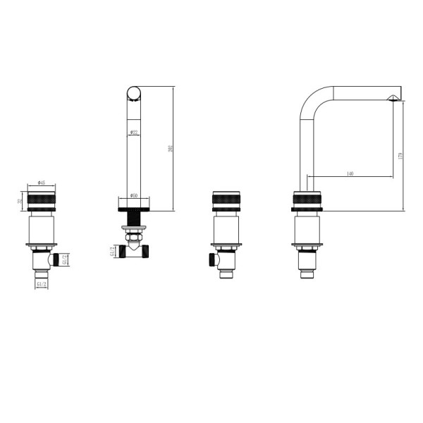Смеситель для раковины на 3 отв.Boheme AURA MG (золото-матовый) (152-MG-A)