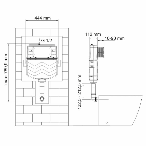 Инсталляция для подвесного унитаза WasserKRAFT Aller с клавишей (10TLT.010.ME.MG01) золото матовое