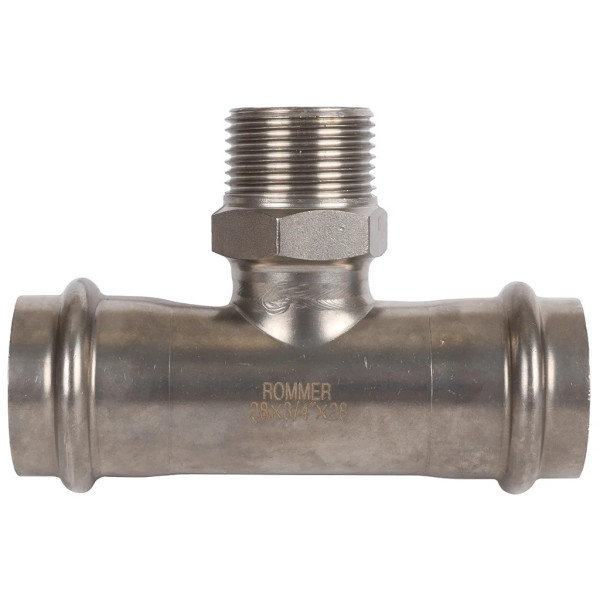 Тройник переходной 28х3/4"Нх28 Rommer из нержавеющей стали (пресс) (RSS-0016-002834) Тройник переходной 28х3/4"Нх28 Rommer из нержавеющей стали (пресс) (RSS-0016-002834)