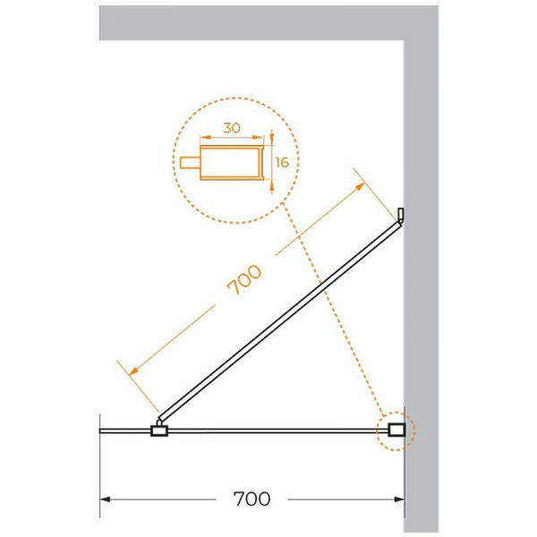Душевая перегородка Cezares Liberta 70x195 стекло прозрачное, профиль черный (LIBERTA-L-1-TB-70-C-NERO)