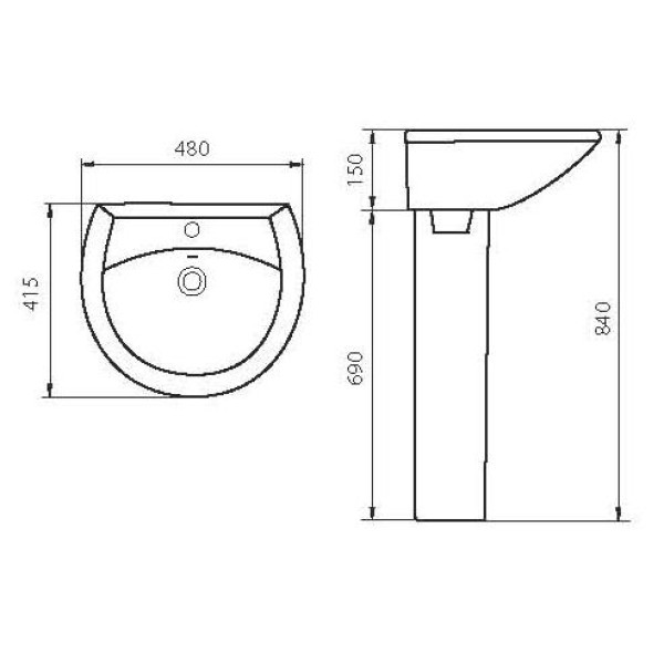 Раковина подвесная Sanita Аттика 48 480х415х150 Раковина подвесная Sanita Аттика 48 480х415х150