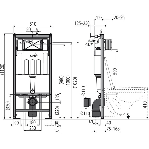 Инсталляция для унитаза Alcaplast Sadromodul (AM101/1120-0001)