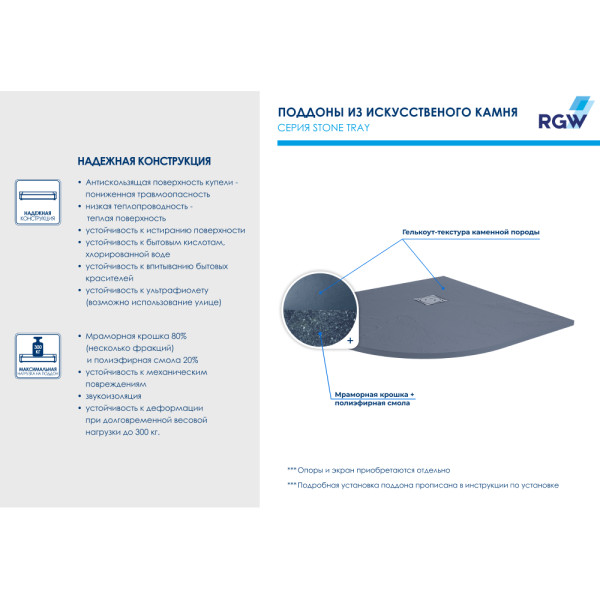 Душевой поддон RGW ST/R-G 90x90 черный (16153099-02)