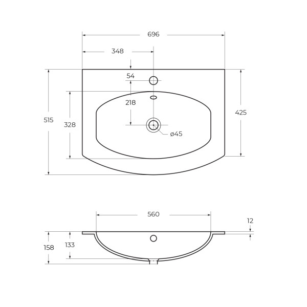 Раковина встраиваемая Cezares 70x52 (50158) Раковина встраиваемая Cezares 70x52 (50158)