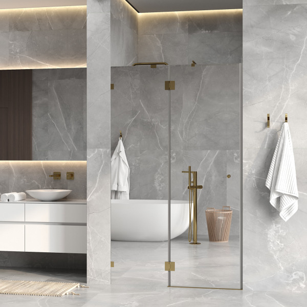 Душевая дверь WasserKRAFT Ems 121x200 стекло зеркальное, профиль золото глянцевое (76H05L-MR)