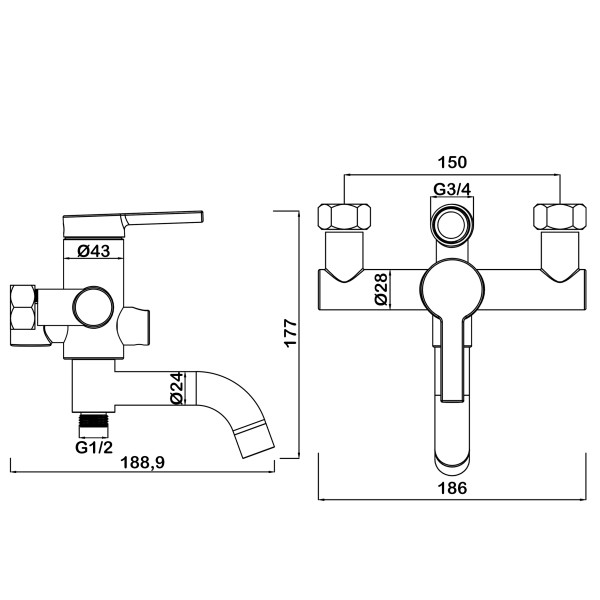 Система душевая Swedbe Hermes хром (5145)
