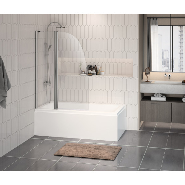 Душевая шторка для ванны Azario Boston 100x140 стекло прозрачное, профиль хром (AZ-142)