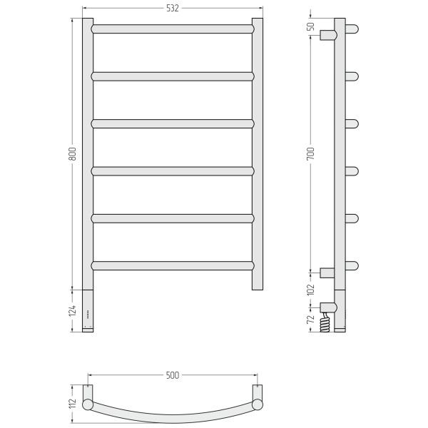 Полотенцесушитель электрический Сунержа Галант 3.1 800x500 провод слева матовый белый (30-6000-8050)