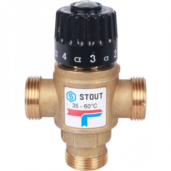 Вентиль термостатический смесительный Stout 3/4" НР 35-60°C, KVs 1,6 SVM-0120-166020 Вентиль термостатический смесительный Stout 3/4" НР 35-60°C, KVs 1,6 SVM-0120-166020