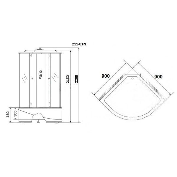 Душевая кабина Niagara с гидромассажем 850*850*2200 стекло тонированное, профиль черный (NG-211N) Душевая кабина Niagara с гидромассажем 850*850*2200 стекло тонированное, профиль черный (NG-211N)
