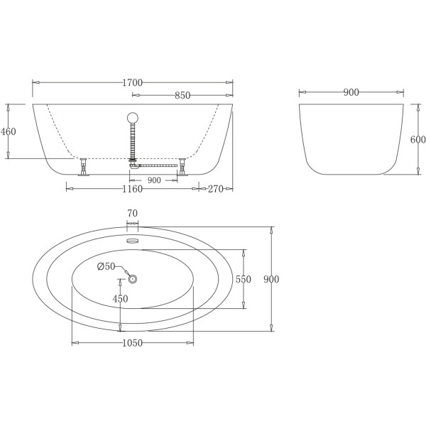Ванна акриловая Belbagno 170х90 белая (BB67-1700) Ванна акриловая Belbagno 170х90 белая (BB67-1700)