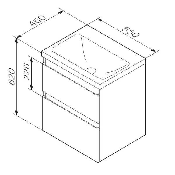 Тумба подвесная AM.PM X-Joy 55x60 2 ящика, черный матовый (M85AFHX0552BM)