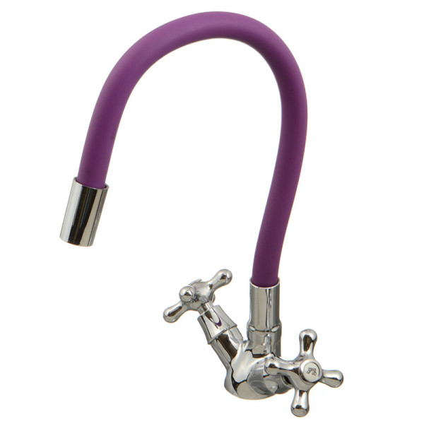 Смеситель для кухни Ex-promt Cross с гибким изливом, хром (Ex102.2-01 purple)