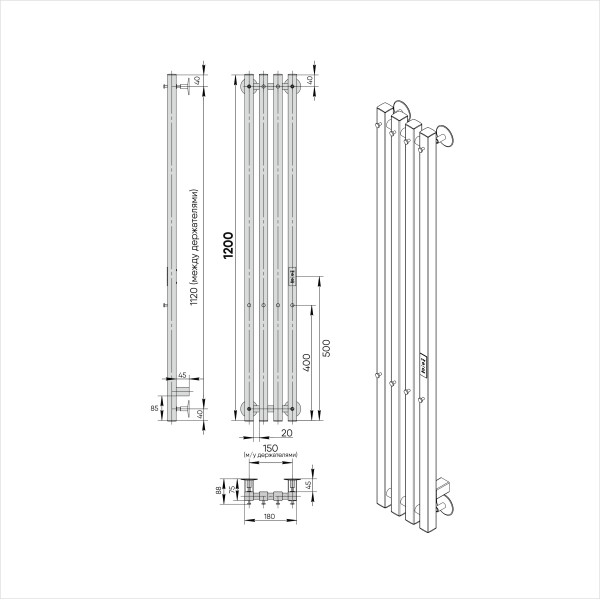 Полотенцесушитель электрический Indigo Style 4 PRO 1200x180 таймер, унив.подкл.RxL, Graphite Metallic (LSPRE120-18GFMRt) Полотенцесушитель электрический Indigo Style 4 PRO 1200x180 таймер, унив.подкл.RxL, Graphite Metallic (LSPRE120-18GFMRt)