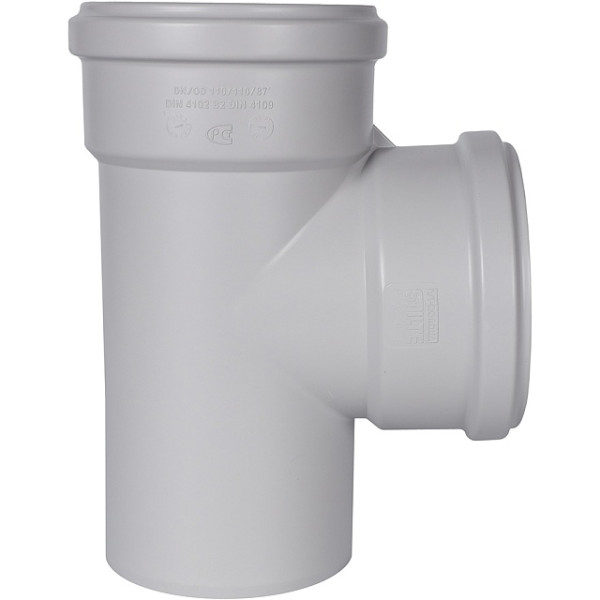 Тройник 110x110x87 Stout (PP, серый) (SKB-0016-111187)