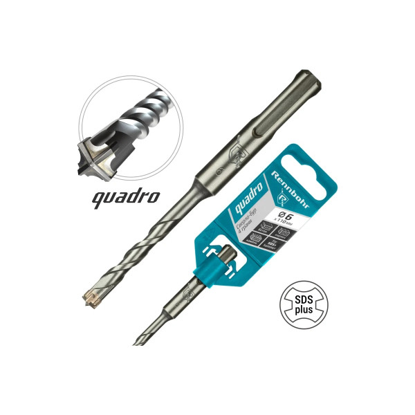 Бур для перфоратора SDS+ 6х110 мм. Rennbohr Quadro (4 грани) (510611)