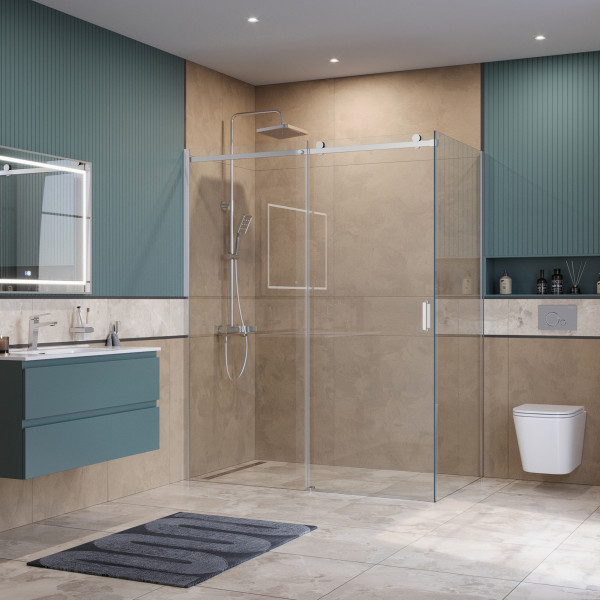 Душевой уголок BelBagno Soft Close-2 160x100x200 стекло прозрачное, профиль хром глянцевый (SOFT_CLOSE-2-AH-1-160/100-C-Cr)