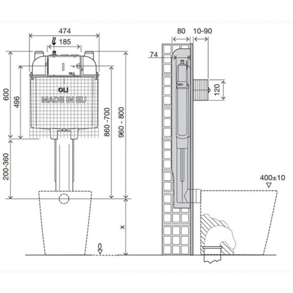 Бачок для инсталляции Oli 74 (601601) Бачок для инсталляции Oli 74 (601601)