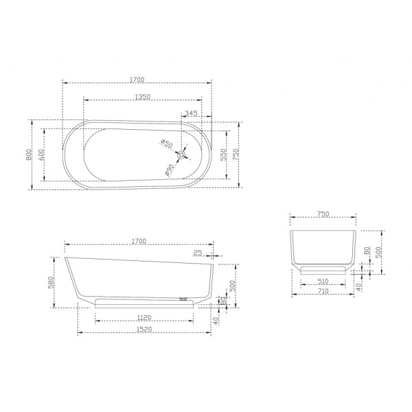 Ванна прозрачная Abber Kristall 170x80 коричневая (AT9706Opal)