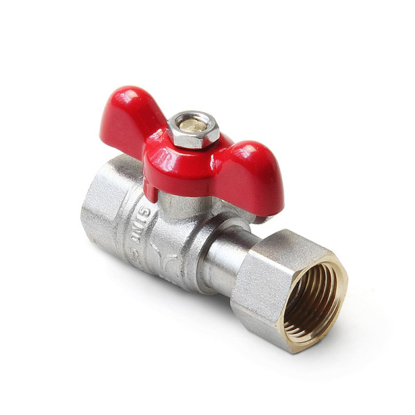 Кран 1/2" ВВ шаровый с накидной гайкой для подключения манометра Pro Aqua (красная бабочка) (FWB71-F15-F15x)