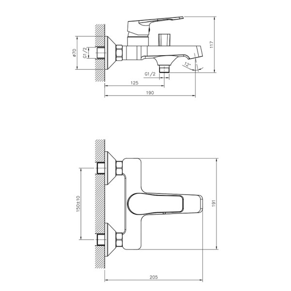 Смеситель для ванны и душа Decoroom DR23 хром (DR23036)