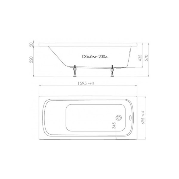 Ванна акриловая Triton Стандарт 160х70 Ванна акриловая Triton Стандарт 160х70