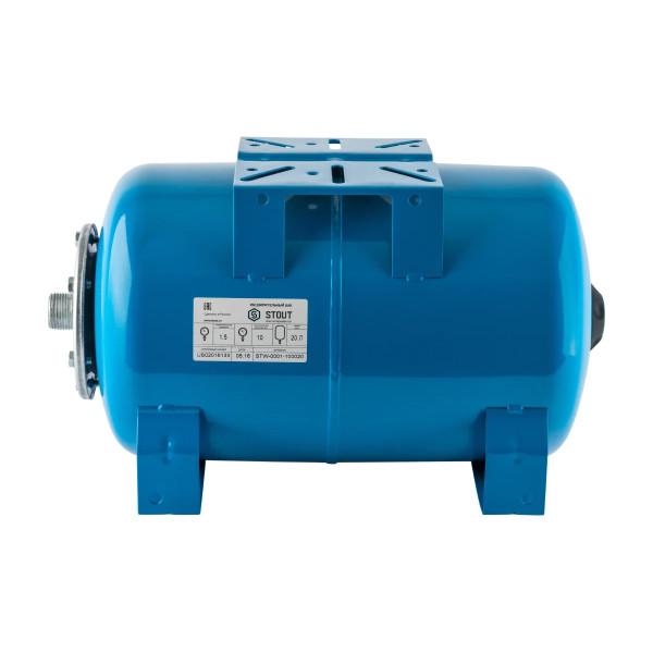Бак расширительный для систем водоснабжения Stout 20 л. (10 бар, синий, горизонтальный) (STW-0001-100020)